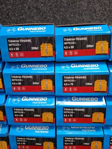 1557827-6 30 st Förpackningar Träskruv Försänkt, Gunnebo