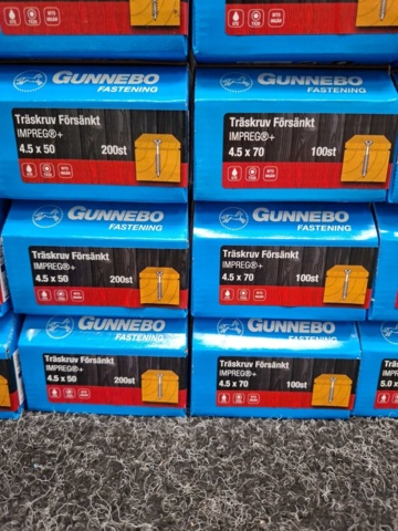 1557827-7 30 st Förpackningar Träskruv Försänkt, Gunnebo