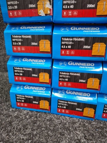 1557828-5 23 st Förpackningar Träskruv Försänkt, Gunnebo