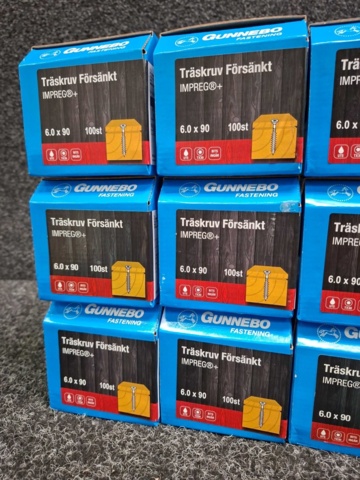 1557829-3 12 st Förpackningar Träskruv Försänkt, Gunnebo