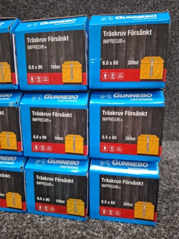 1557829-4 12 st Förpackningar Träskruv Försänkt, Gunnebo