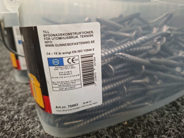 1557854-3 600 st Träskruv Försänkt 6.0x100mm, Gunnebo