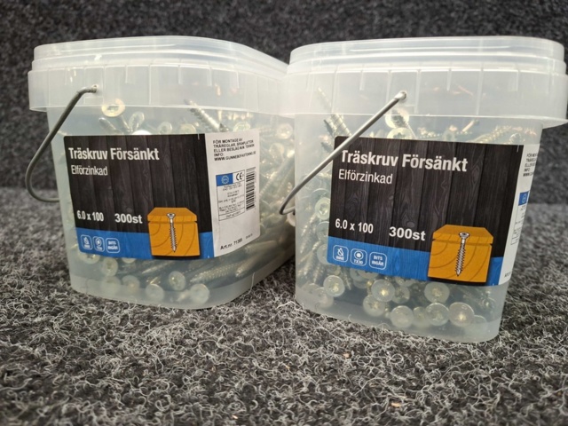 1557859-2 600 st Träskruv Försänkt Elförzinkad 6.0x100mm, Gunnebo