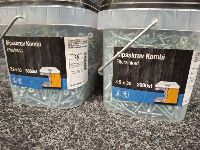 1557863-2 6000 st Gipsskruv Kombi 3.9x30mm, Gunnebo