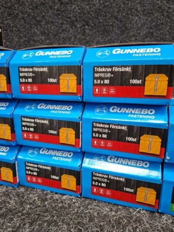 1557872-4 15 st Förpackningar Träskruv Försänkt, Gunnebo