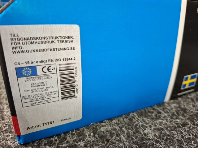 1557876-4 300 st Träskruv Sexkant SS-H 8.0x140mm, Gunnebo