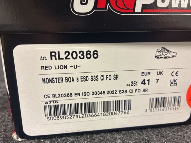 1559638-4 Skyddsskor U-power Monster Boa ESD S3S, Strl 41