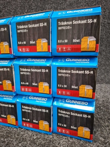 1557877-5 12 st Förpackningar Träskruv Sexkant SS-H, Gunnebo