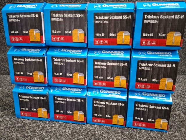 1557878-3 12 st Förpackningar Träskruv Sexkant SS-H, Gunnebo