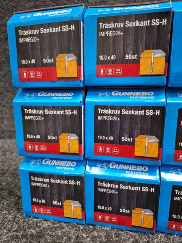 1557878-4 12 st Förpackningar Träskruv Sexkant SS-H, Gunnebo
