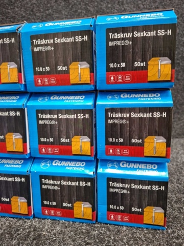 1557878-5 12 st Förpackningar Träskruv Sexkant SS-H, Gunnebo
