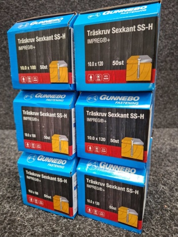 1557880-3 6 st Förpackningar Träskruv Sexkant SS-H, Gunnebo