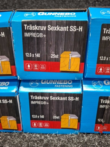 1557882-5 6 st Förpackningar Träskruv Sexkant SS-H, Gunnebo