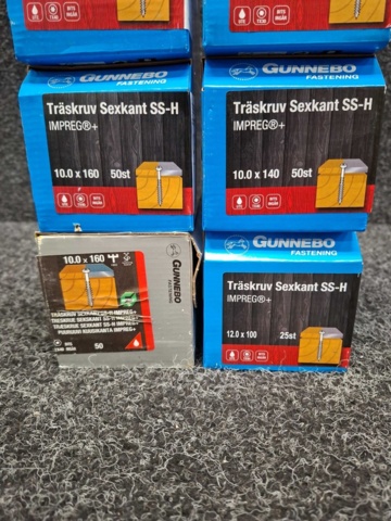 1557883-4 6 st Förpackningar Träskruv Sexkant SS-H, Gunnebo