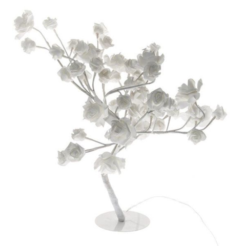 Ljusträd med vita rosor, 5 st - Finn-Lumor, 45 cm, 32 LED