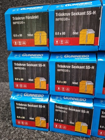 1557884-4 11 st Förpackningar Träskruv Sexkant SS-H, Gunnebo
