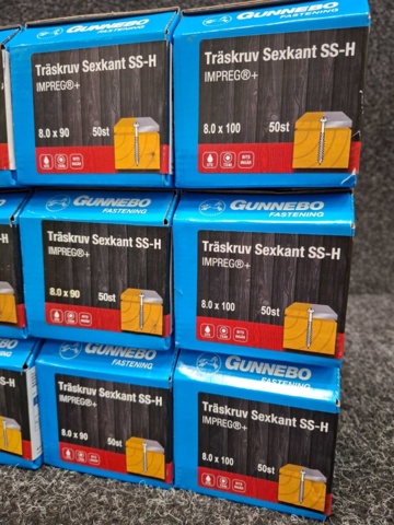 1557884-5 11 st Förpackningar Träskruv Sexkant SS-H, Gunnebo