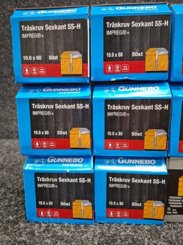 1557885-4 12 st Förpackningar Träskruv Sexkant SS-H, Gunnebo