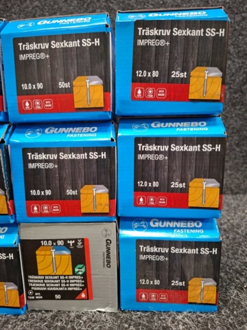 1557885-5 12 st Förpackningar Träskruv Sexkant SS-H, Gunnebo