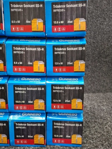 1557886-4 12 st Förpackningar Träskruv Sexkant SS-H, Gunnebo