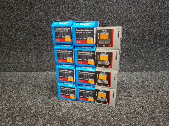 1557894-2 12 st Förpackningar Farmarskruv Kullrig Svart & Vit 4.8x35mm, Gunnebo