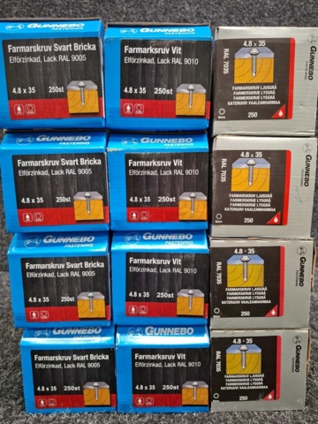 1557896-3 12 st Förpackningar Farmarskruv 4.8x35mm, Gunnebo