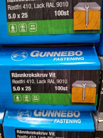 1557899-7 30 st Förpackningar Rännkrokskruv & Vindskiveskruv, Gunnebo