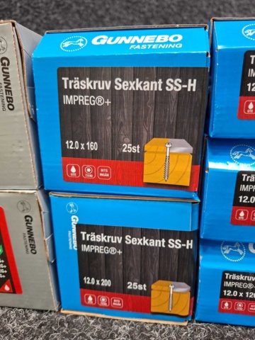 1557902-4 9 st Förpackningar Träskruv Sexkant SS-H, Gunnebo