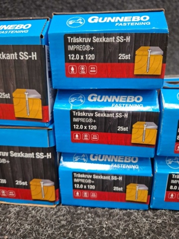 1557902-5 9 st Förpackningar Träskruv Sexkant SS-H, Gunnebo
