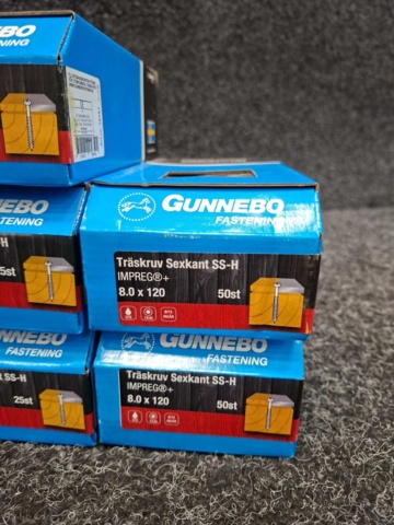 1557902-6 9 st Förpackningar Träskruv Sexkant SS-H, Gunnebo