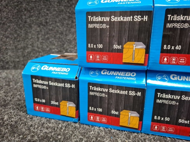 1557903-3 7 st Förpackningar Träskruv Sexkant SS-H, Gunnebo