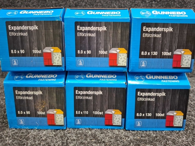 1557906-3 6 st Förpackningar Expanderspik Elförzinkad, Gunnebo