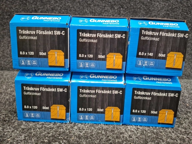1557907-3 6 st Förpackningar Träskruv Försänkt SW-C, Gunnebo