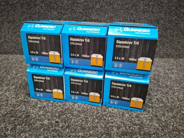 1557910-2 6000 st Gipsskruv Trä Elförzinkad 3.9x30mm, Gunnebo