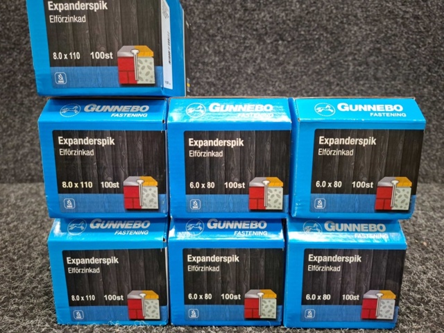 1557911-3 7 st Förpackningar Expanderspik Elförzinkad, Gunnebo