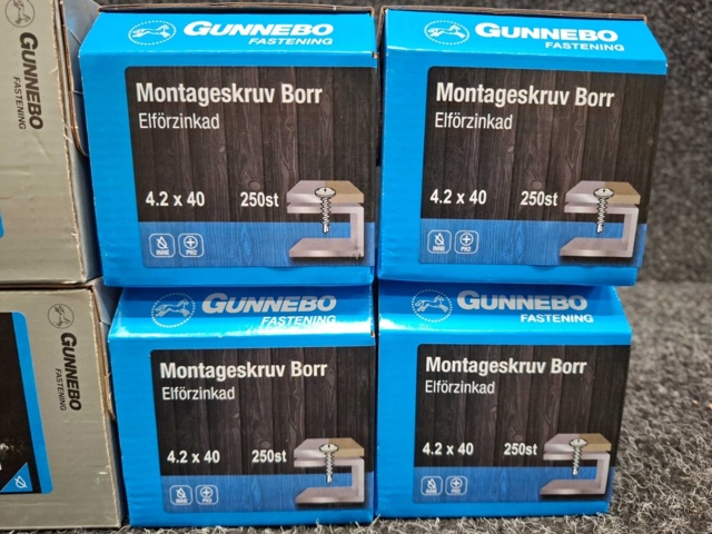 1557913-4 8 st Förpackningar Montageskruv Borr, Gunnebo