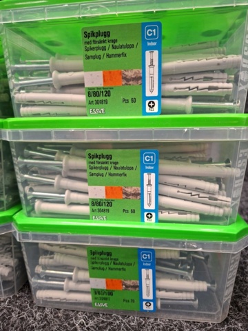 1557923-4 6 st Förpackningar Spikplugg, Essve