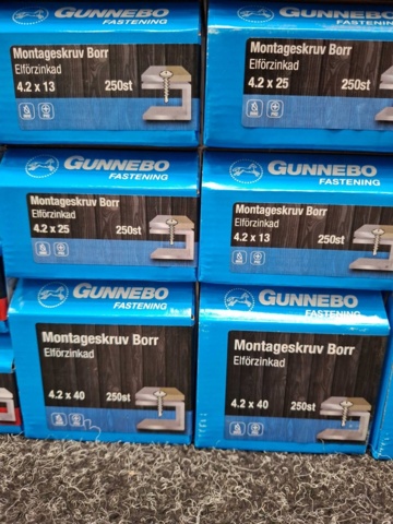 1557927-7 27 st Förpackningar Montageskruv Borr, Gunnebo