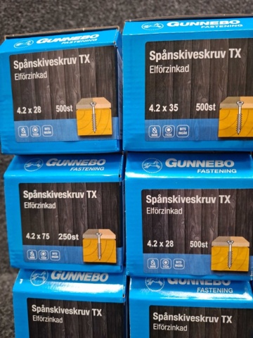 1557929-3 14 st Förpackningar Spånskiveskruv TX & Kök, Gunnebo