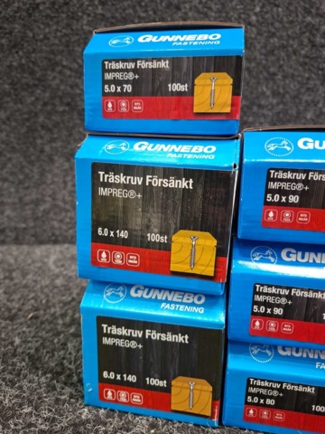 1557930-3 18 st Förpackningar Träskruv Försänkt, Gunnebo