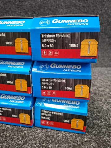1557930-6 18 st Förpackningar Träskruv Försänkt, Gunnebo