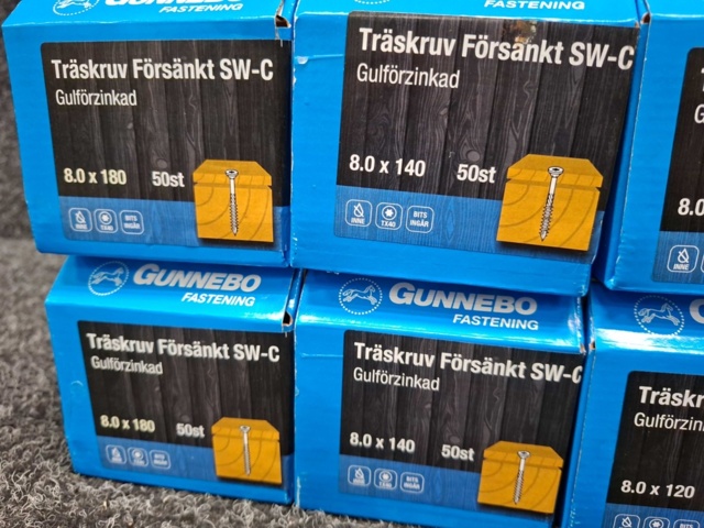 1557935-3 6 st Förpackningar Träskruv Försänkt SW-C, Gunnebo
