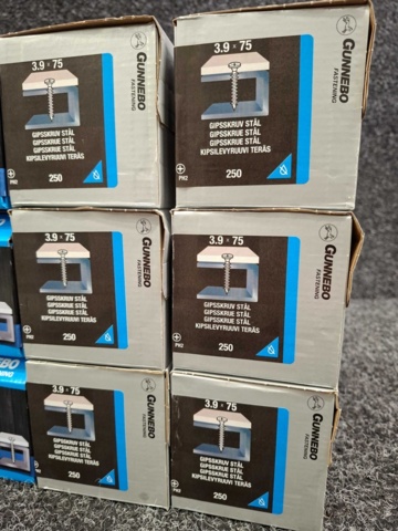 1559832-4 9 st Förpackningar Gipsskruv Stål, Gunnebo