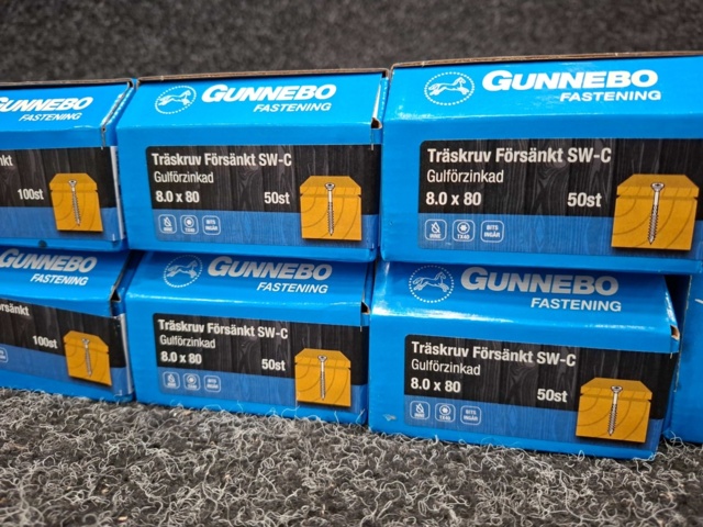 1559833-5 10 st Förpackningar Träskruv Försänkt, Gunnebo