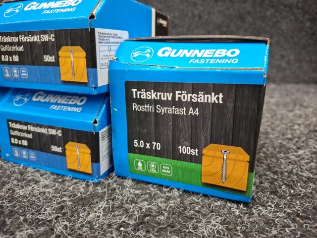 1559833-6 10 st Förpackningar Träskruv Försänkt, Gunnebo