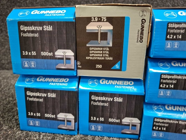 1559839-3 14 st Förpackningar Stålprofilskruv & Gipsskruv Stål, Gunnebo
