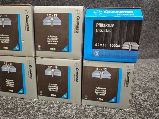 1559840-4 8 st Förpackningar Plåtskruv, Gunnebo