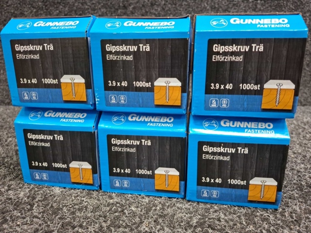 1559843-3 6000 st Gipsskruv Trä 3.9x40mm, Gunnebo