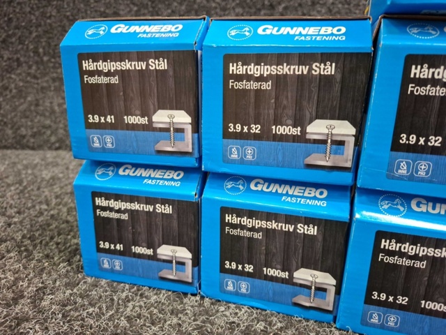 1559847-2 10 st Förpackningar Hårdgipsskruv, Gunnebo