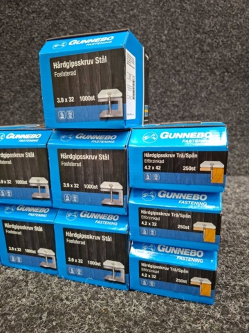 1559847-3 10 st Förpackningar Hårdgipsskruv, Gunnebo